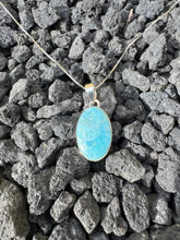 Larimar Anhänger aus 925er Sterling Silber – hellblauer Stein, Oval ca. 30 × 20 mm