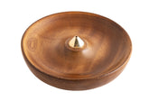 Räucherstäbchenhalter Elegance – Holzschale mit Messingtropfen – Seelenecho
