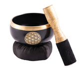 Klangschalenset Blume des Lebens schwarz - gold – Seelenecho