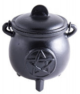 Großer Hexenkessel mit Pentagramm – Kraftvolles Räuchergefäß aus Gusseisen