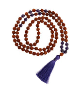 Rudraksha-Mala mit Amethyst – Seelenecho
