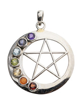 Pentagramm Chakrakreis Anhänger mit Edelsteinen – Seelenecho