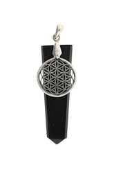 Schungit Anhänger mit Lebensblume Charm 925 Silber – Seelenecho