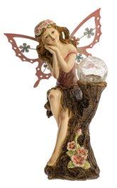 Waldelfe mit Solarlicht – Kunstharz, ca. 31 cm