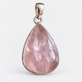 Rosenquarz Anhänger 925 Sterling Silber, Tropfen ca. 27 × 20 mm