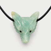 Wolfskopf-Anhänger Amazonit, gebohrt, ca. 4 cm
