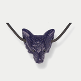Wolfskopf-Anhänger Blaufluss synth., gebohrt, ca. 4 cm