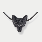 Wolfskopf-Anhänger Obsidian schwarz, gebohrt, ca. 4 cm