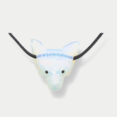 Wolfskopf-Anhänger Opalglas synth., gebohrt, ca. 4 cm