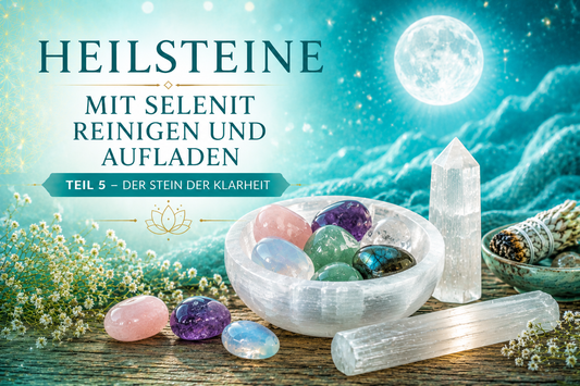 Heilsteine mit Selenit reinigen und aufladen
