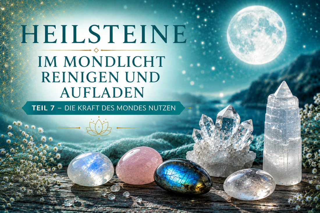 Heilsteine im Mondlicht reinigen und aufladen