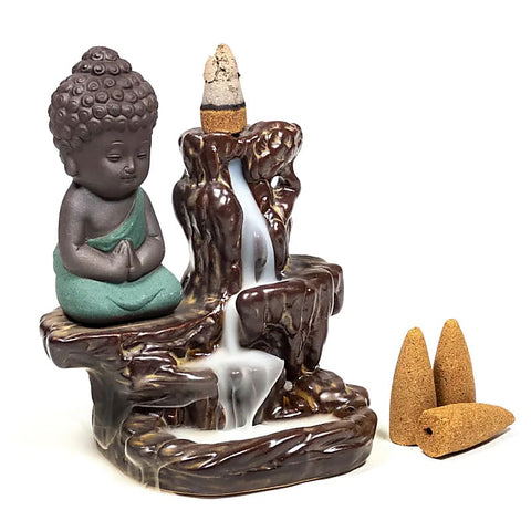 Rückfluss Wasserfallbrenner Kleiner Buddha aus Keramik