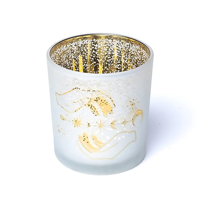 Windlicht Spirituelle Hände aus Glas