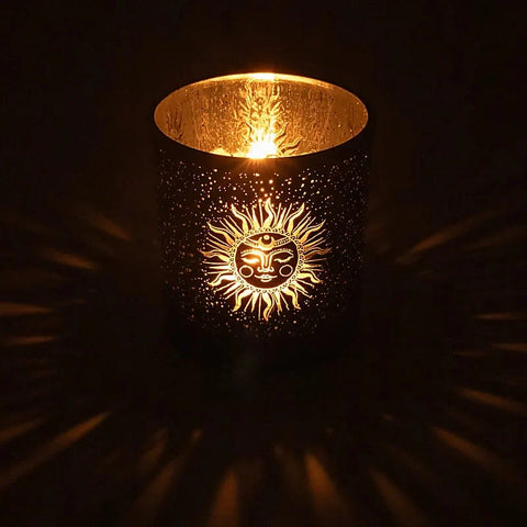 Windlicht Sonne &amp; Mond aus Glas – mystisches Kerzenlicht für eine harmonische Atmosphäre