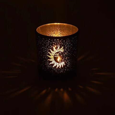 Windlicht Sonne &amp; Mond aus Glas – mystisches Kerzenlicht für eine harmonische Atmosphäre