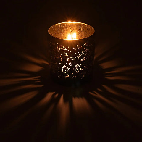 Windlicht Sternbilder aus Glas mit Kerzenlicht