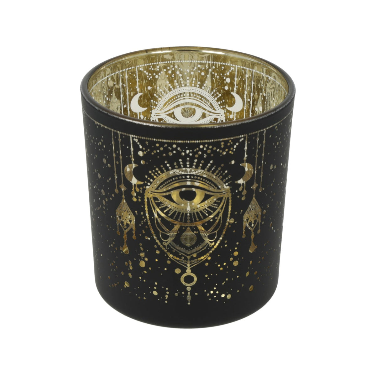 Windlicht Auge der Vorsehung aus Glas, satiniert mit Metallic-Motiv