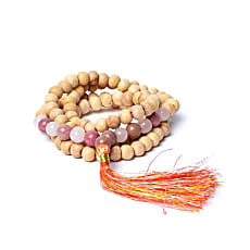 Mala aus Tulsi, Thulit & Rosenquarz – 108 Perlen | Herzöffnender Begleiter für Meditation & Alltag
