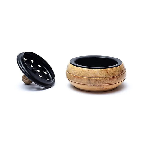 Räuchergefäß aus Mangoholz mit Metalleinsatz – Für Kräuter, Harze, Weißen Salbei & Palo Santo