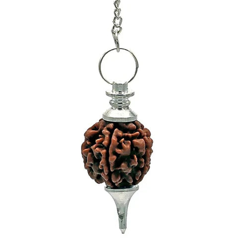 Rudraksha Pendel silberfarben – Pendel mit echtem 5 Mukhi Rudraksha-Samen