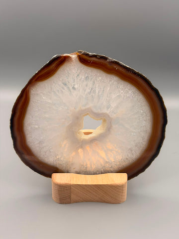 Teelichthalter mit Achatscheibe – einzigartiges Naturkunstwerk mit stimmungsvollem Kerzenlicht