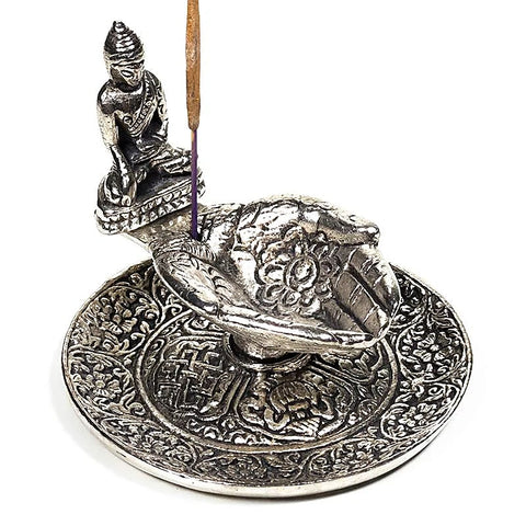 Räucherstäbchenhalter Buddha mit Schale und Händen