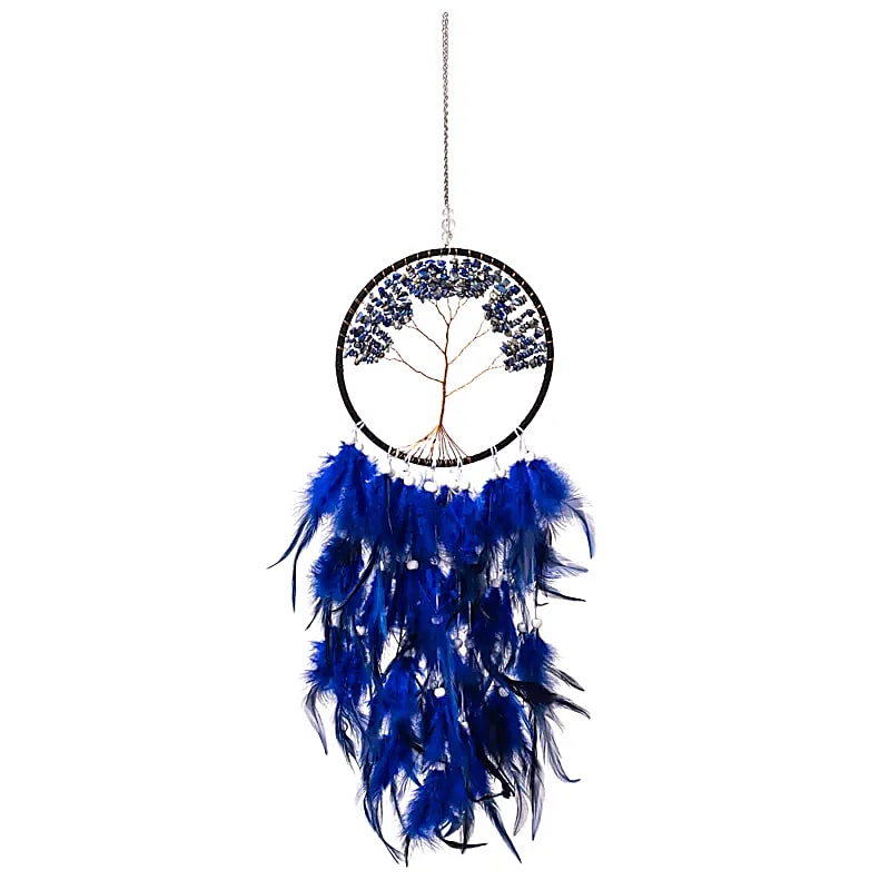 Traumfänger Lebensbaum Lapislazuli, Federn