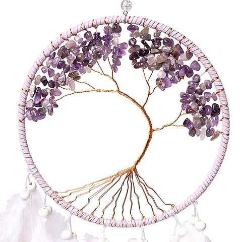 Traumfänger Lebensbaum Amethyst, Detail