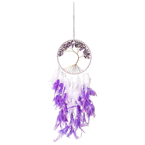 Traumfänger Lebensbaum Amethyst, Federn