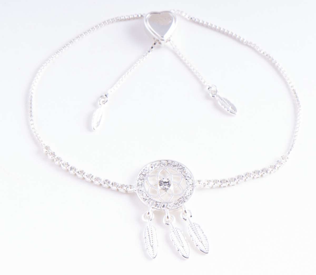 Traumfänger Armband versilbert, Länge verstellbar