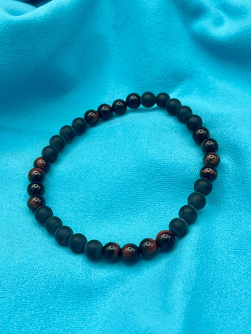 Onyx &amp; Rotes Tigerauge Armband – Stärke, Klarheit und vitale Energie