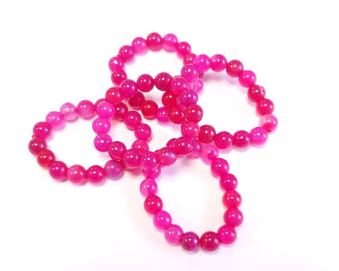 Steinring Achat bordeaux – Kugel 4 mm, auf Gummizug