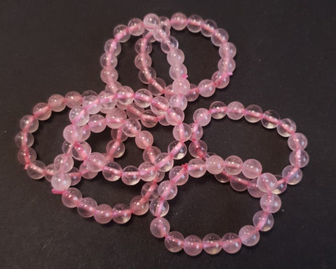 Steinring Rosenquarz – Kugel 4 mm, auf Gummizug