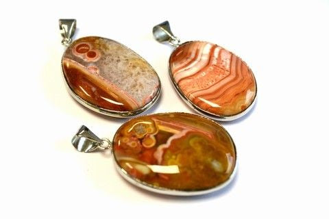 Anhänger Achat braun/beige – Oval mit Öse ca. 30mm