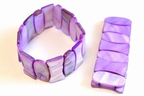 Muschelarmband – Rechteck/Oval, Lila, ca. 28 mm