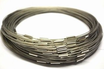 Halsreifen Metall silberfarben mit Schraubverschluss – 45 cm