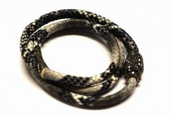 Armband Leder schwarz mit Strass-Magnetverschluss – ca. 60 cm