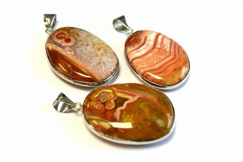 Anhänger Achat braun/beige – Oval mit Öse ca. 45mm