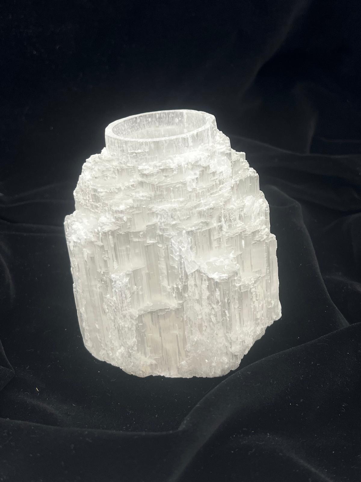 Selenit Teelichthalter