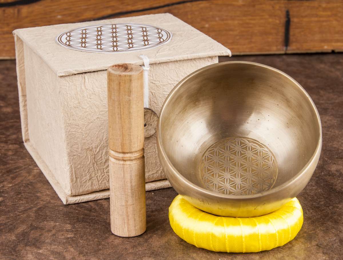 Klangschale Blume des Lebens, gross in Geschenkbox