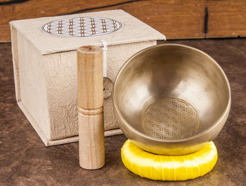 Klangschale Blume des Lebens, gross in Geschenkbox