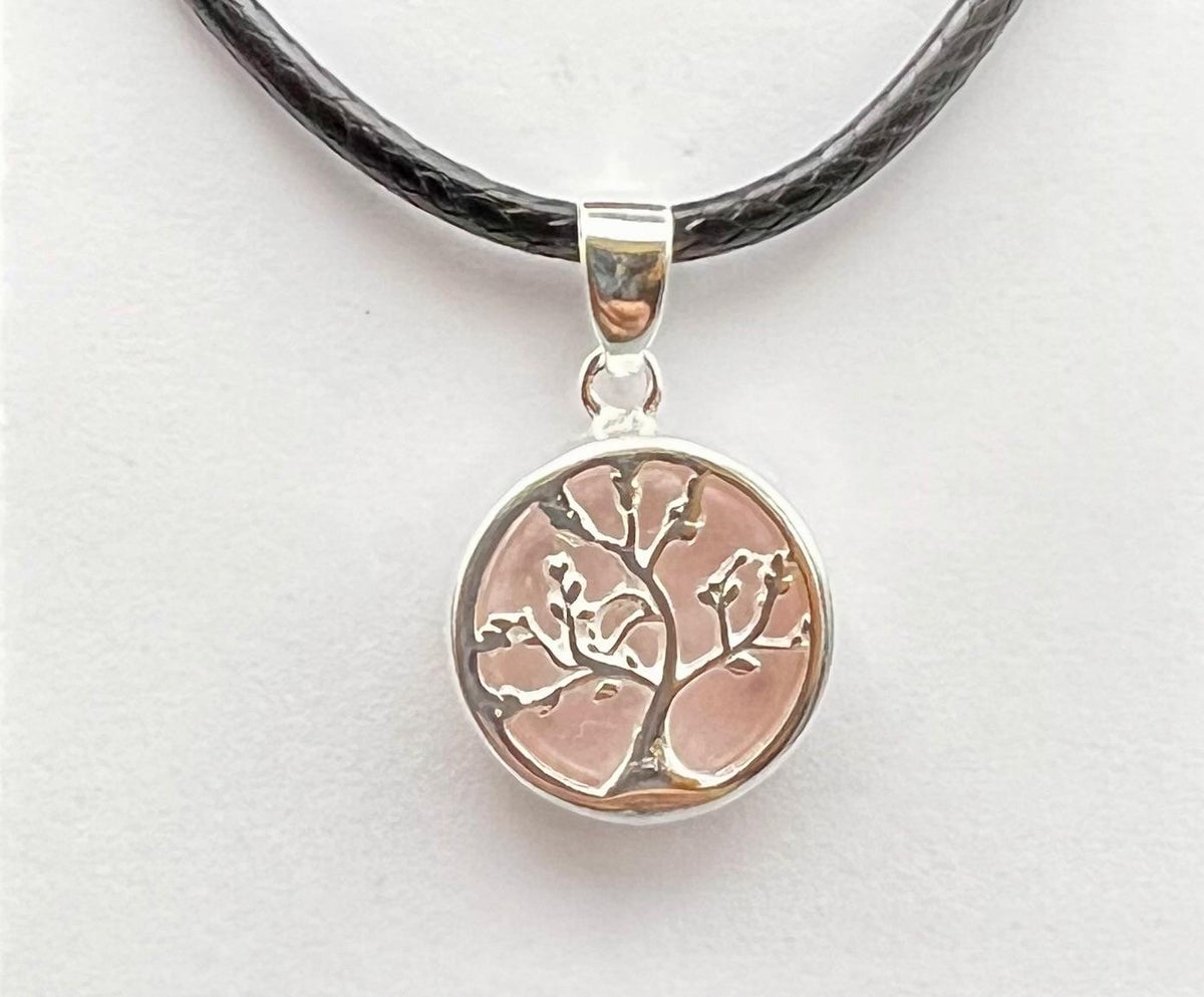 Lebensbaum-Anhänger mit Rosenquarz – Liebe &amp; Harmonie