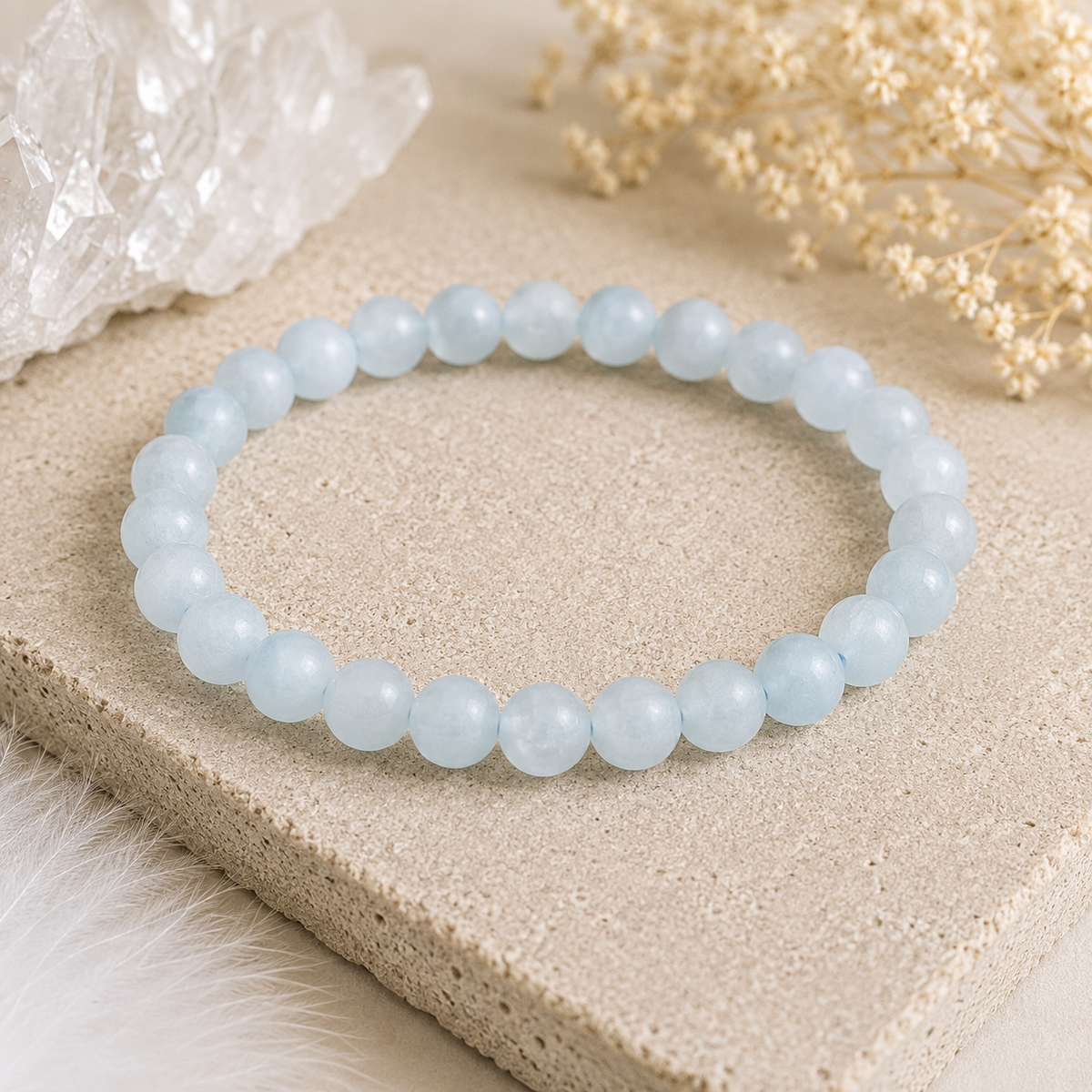 Aquamarin Armband Kugel ca. 8 mm / 21 cm – Ruhe, Klarheit und zeitlose Eleganz