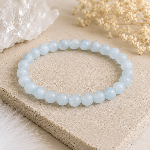 Aquamarin Armband Kugel ca. 8 mm / 21 cm – Ruhe, Klarheit und zeitlose Eleganz