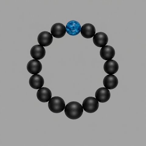 Onyx matt & Apatit blau Fingerring – Schutz, Klarheit & innere Balance | Bedeutung & Wirkung