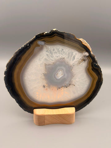 Teelichthalter mit Achatscheibe – einzigartiges Naturkunstwerk mit stimmungsvollem Kerzenlicht