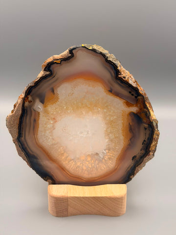 Teelichthalter mit Achatscheibe – einzigartiges Naturkunstwerk mit stimmungsvollem Kerzenlicht