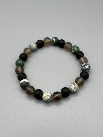 Rauchquarz, Onyx & Baumachat Armband – Erdung, Stabilität und natürliche Harmonie