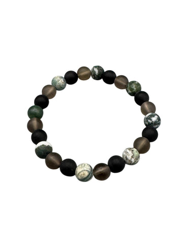 Rauchquarz, Onyx & Baumachat Armband