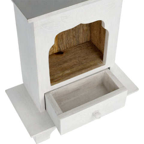 Altar auf Fuß Mangoholz Whitewash mit Dekoration